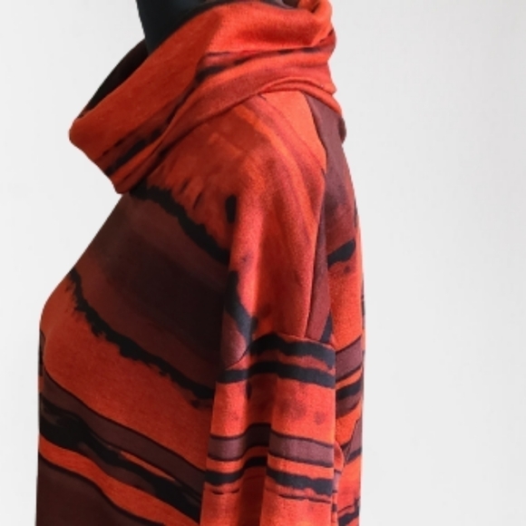 ARTEX Red & Black Cowl Neck 3/4 Sleeve Top Size Small NWT - Picture 5 of 7